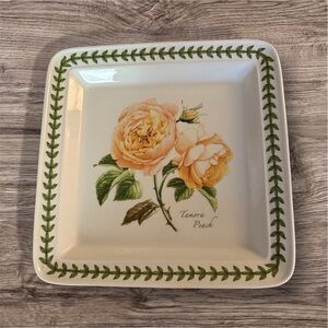 Portmeirion Square Plate with Peach and Green Floral Design